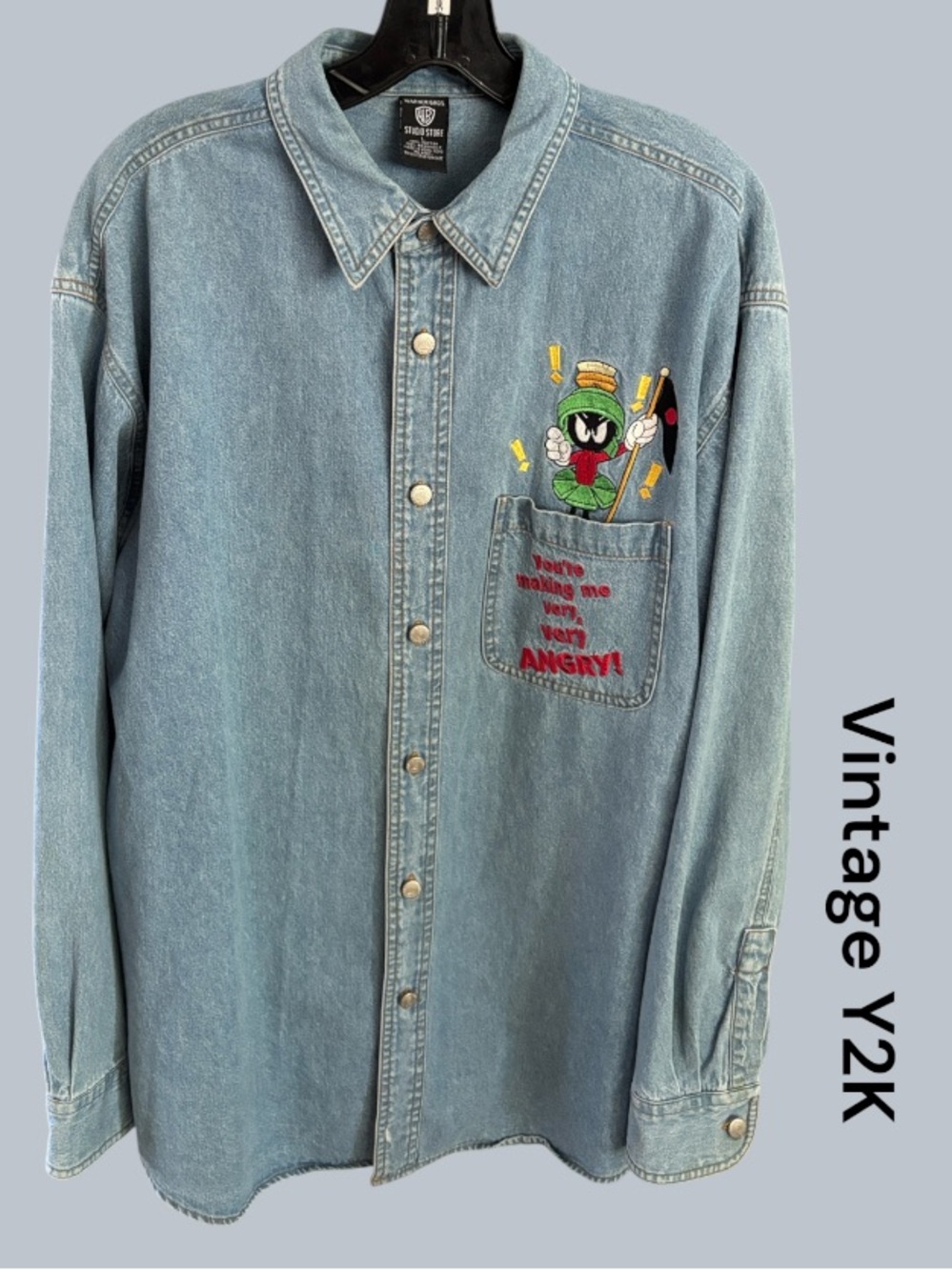 Vintage 90’s Looney Tunes Marvin The Martin Denim Button Up Shirt